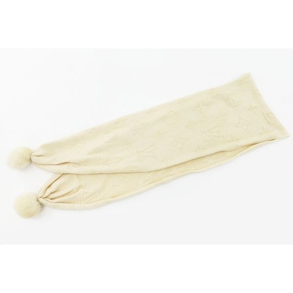 Louis Vuitton pompom mink fur scarf cashmere - Picture 1 of 3